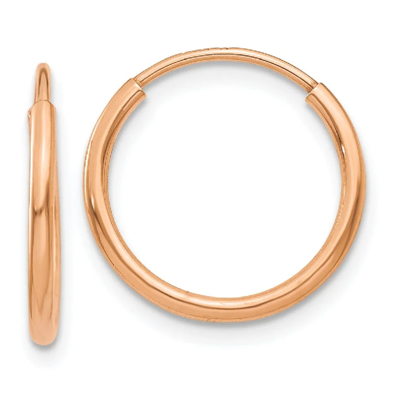 14KT Rose Gold 13X1.2MM Hoop Earrings