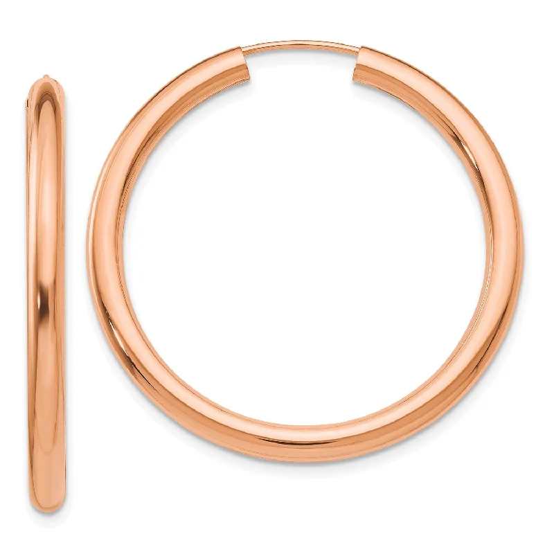 14KT Rose Gold 34X2.85MM Endless Hoop Earrings