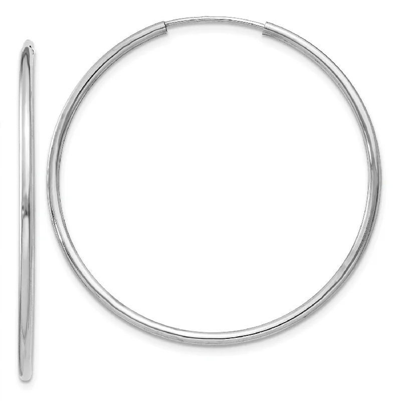 14KT White Gold 37X1.5MM Endless Hoop Earrings