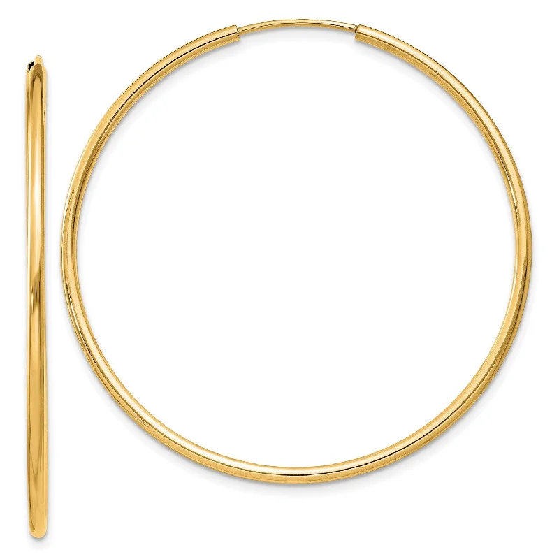 14KT Yellow Gold 40X1.5MM Hoop Earrings