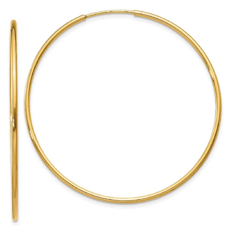 14KT Yellow Gold 41X1.25MM Hoop Earrings