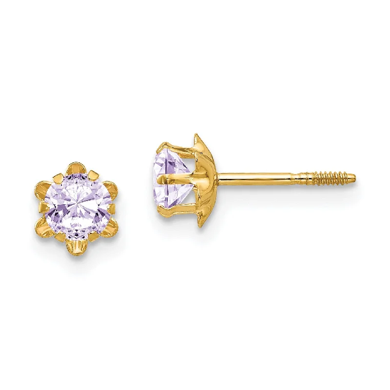 4MM Round Birthstone Earrings in 14KT Yellow Gold