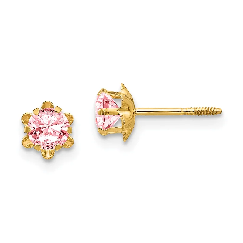 4MM Round Birthstone Earrings in 14KT Yellow Gold