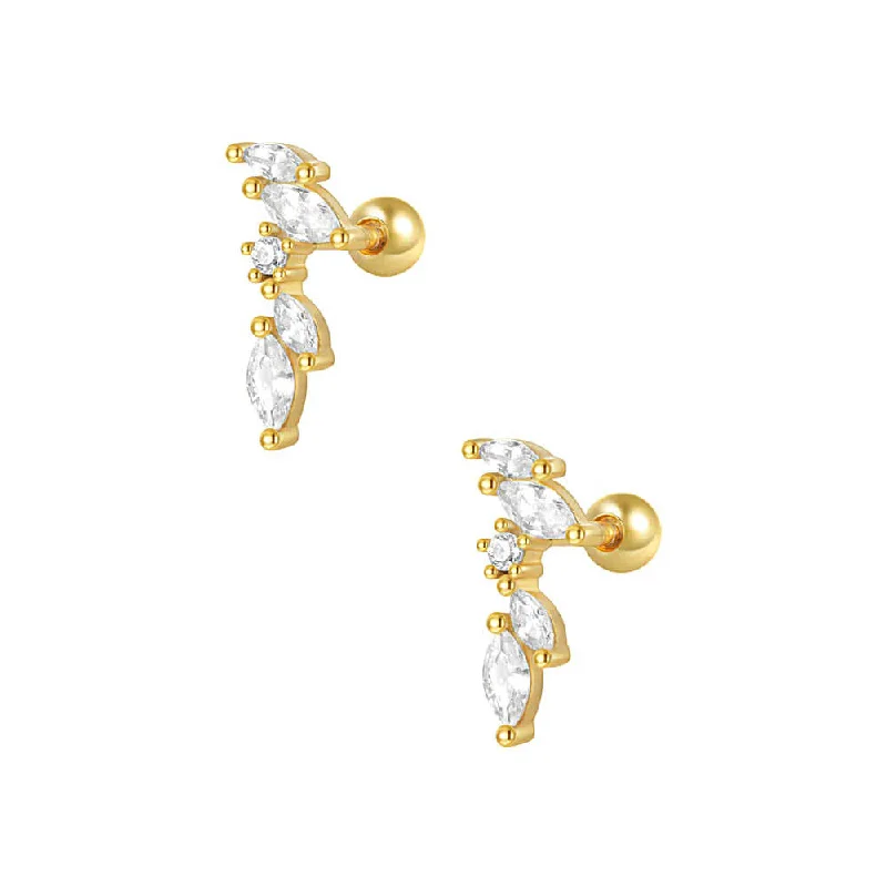 925 Silver CZ Diamond Drop Ball Back Earrings