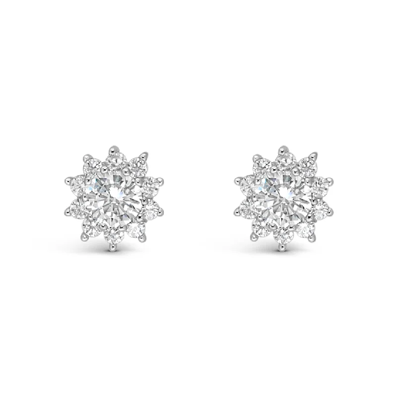 SUNFLOWER SHAPED STUD SILVER EARRING