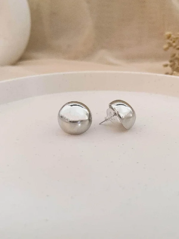 Button Earrings Sterling Silver