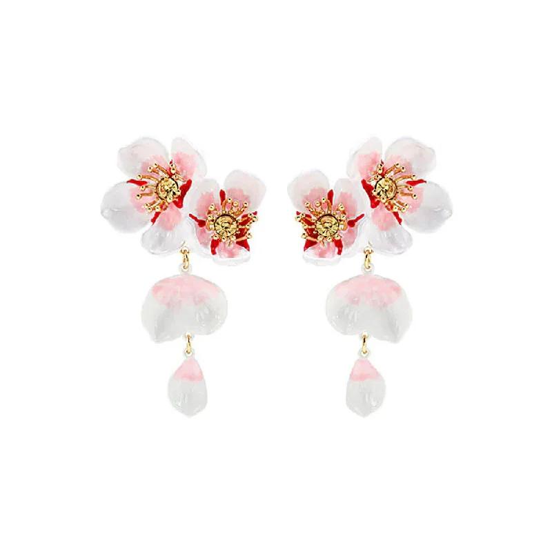 Copper White Cherry Blossom Earrings