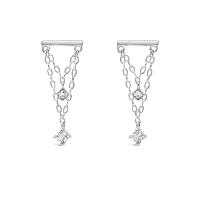 DOUBLE LAYERED STUD SILVER EARRING