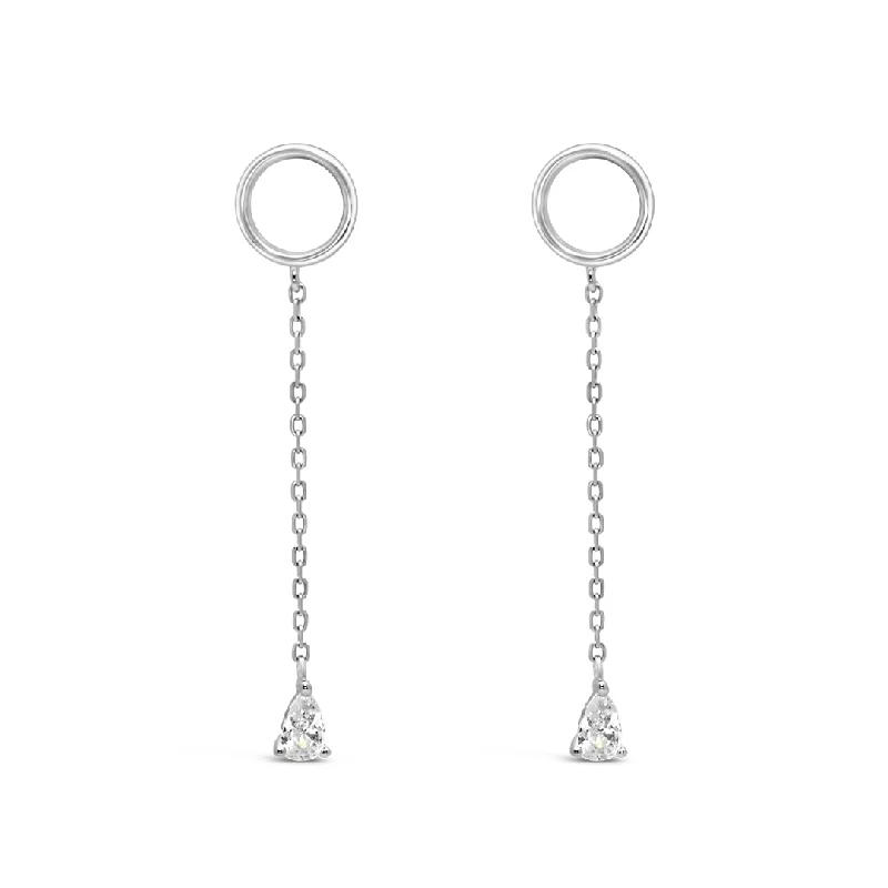 DROPPING PEAR STUD SILVER EARRING