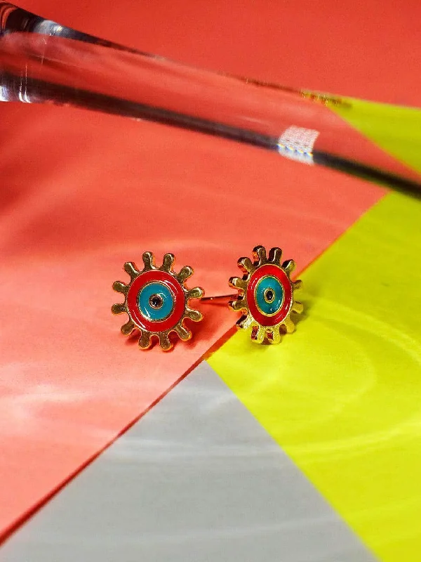 Evil Eye Round Stud Red