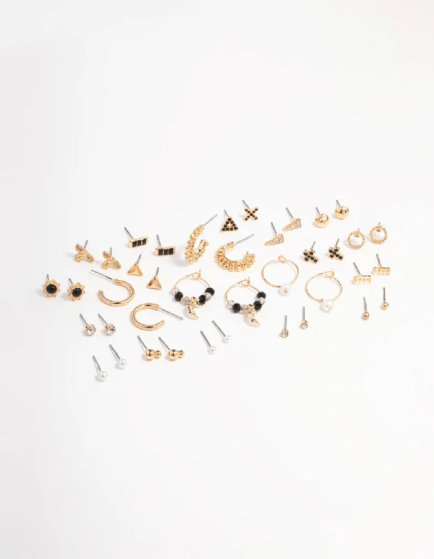 Gold Mixed Stud Earring Pack