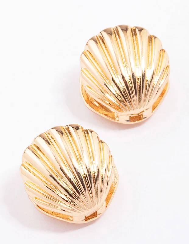 Gold Small Shell Stud Earrings