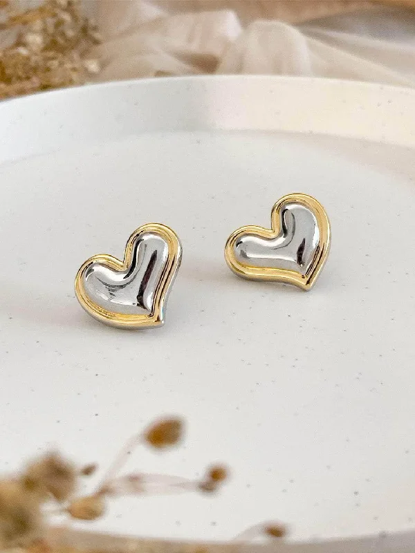 Golden Bordered Heart Shape Earrings