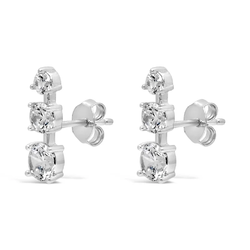 GRADED STRAIGHT ROUNDS STUD SILVER EARRING