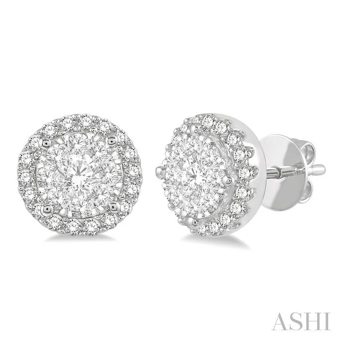 ROUND SHAPE HALO LOVEBRIGHT ESSENTIAL DIAMOND EARRINGS