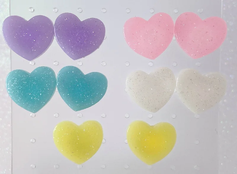 Instant Shipping! Glitter Heart Earrings (5 Colors)