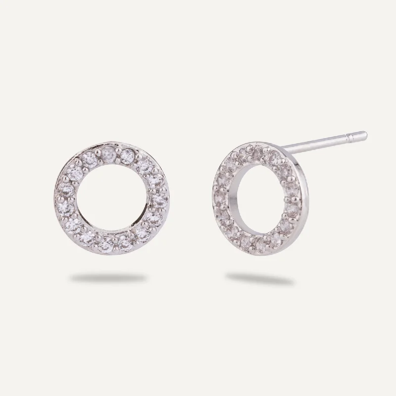 Keira Cubic Zirconia Stud Earrings In Silver-Tone