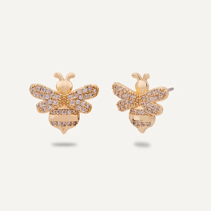 Keira Bee Encrusted Stud Earrings In Gold-Tone