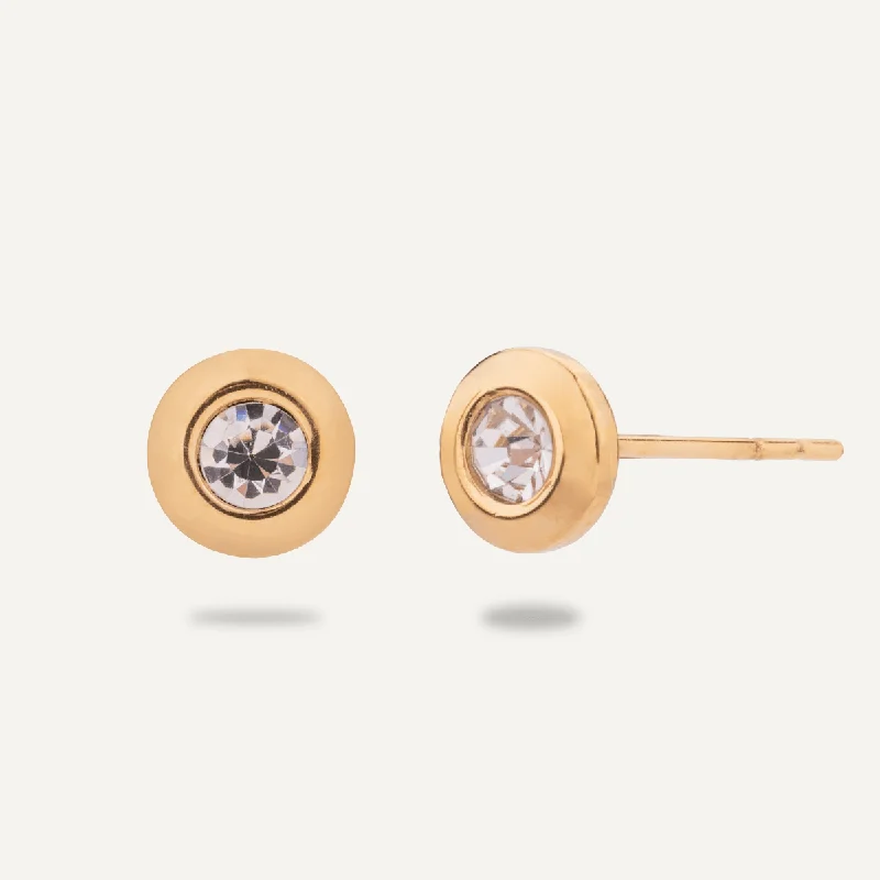 Keira Subtle Crystal Stud Earrings In Gold-Tone