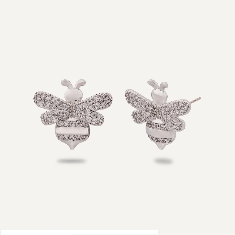 Keira Bee Stud Earrings In Silver-Tone