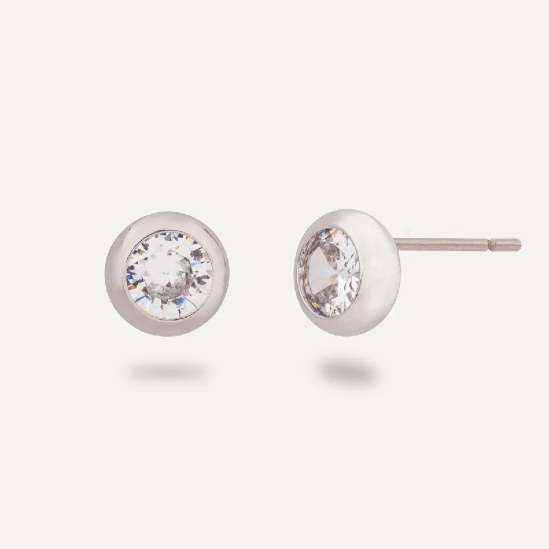 Keira Crystal Stud Earrings In Silver-Tone