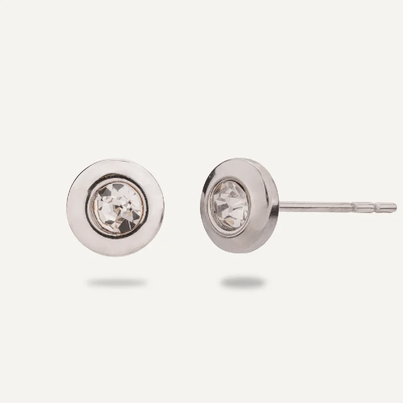 Keira Subtle Crystal Stud Earrings In Silver-Tone