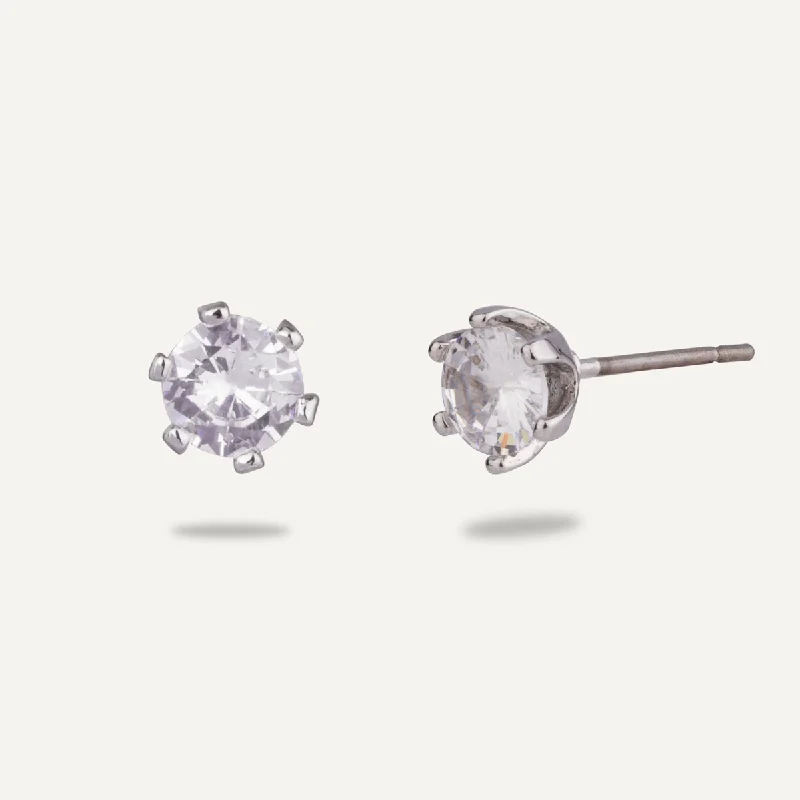 Kylie Cubic Zirconia Stud Earrings In Silver-Tone