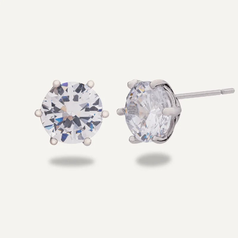 Kylie Cubic Zirconia Stud Earrings In Silver-Tone