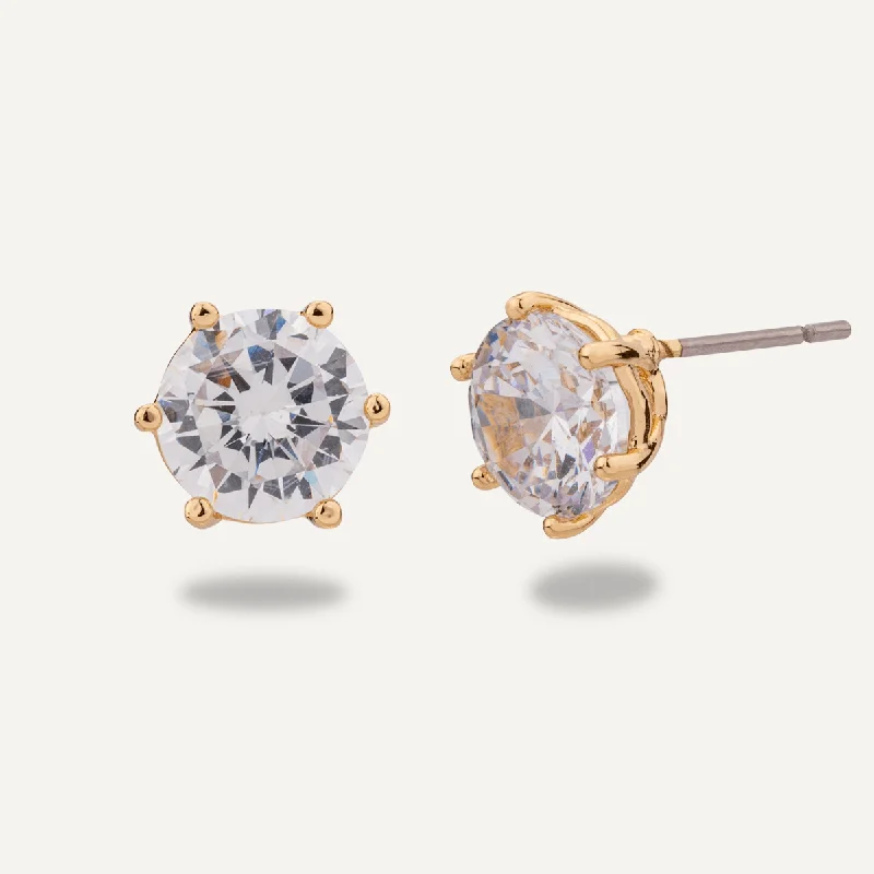 Kylie Cubic Zirconia Stud Earrings In Gold-Tone