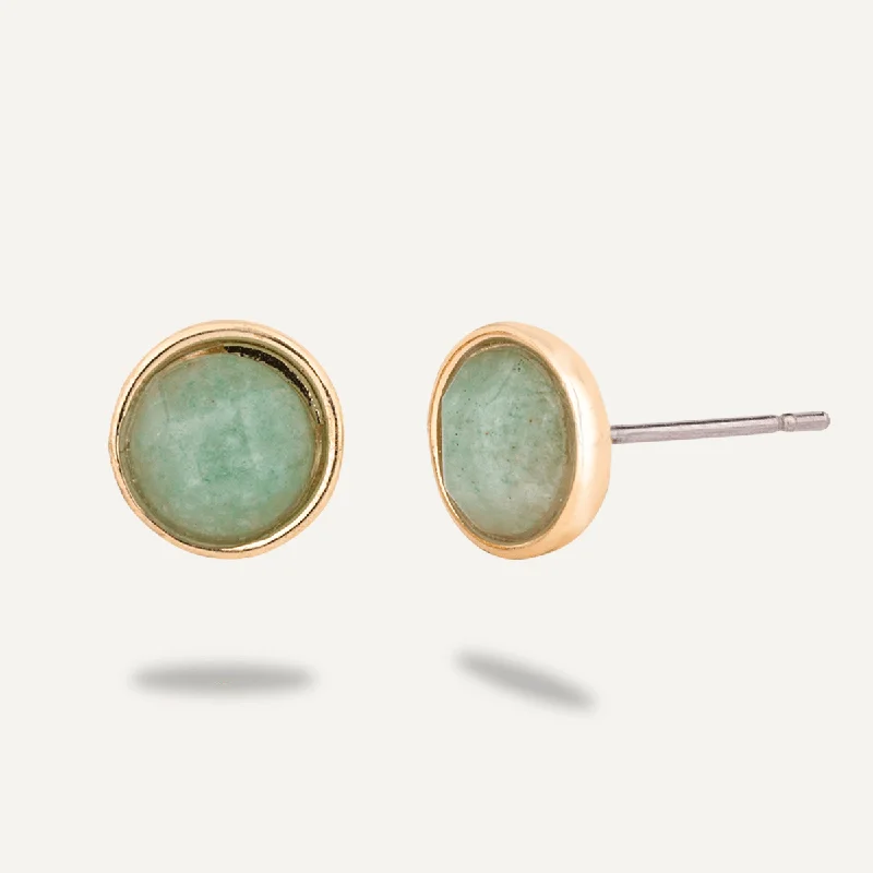 Natural Chrysoprase Stone Studs In Gold-Tone