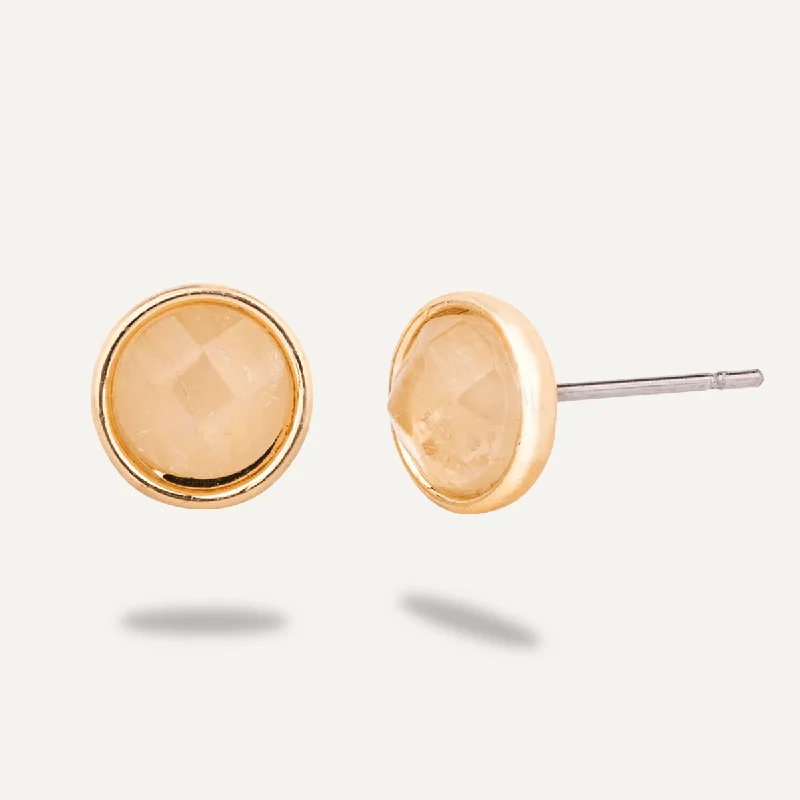 Natural Moonstone Stone Studs In Gold-Tone