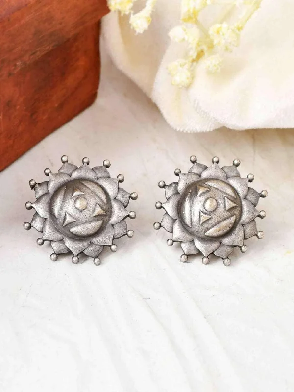 Oxidized Surya Mukhi Stud Earrings