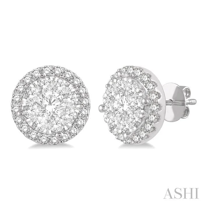 ROUND SHAPE HALO LOVEBRIGHT ESSENTIAL DIAMOND EARRINGS