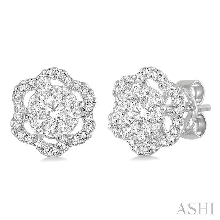 ROUND SHAPE LOVEBRIGHT DIAMOND FLOWER EARRINGS