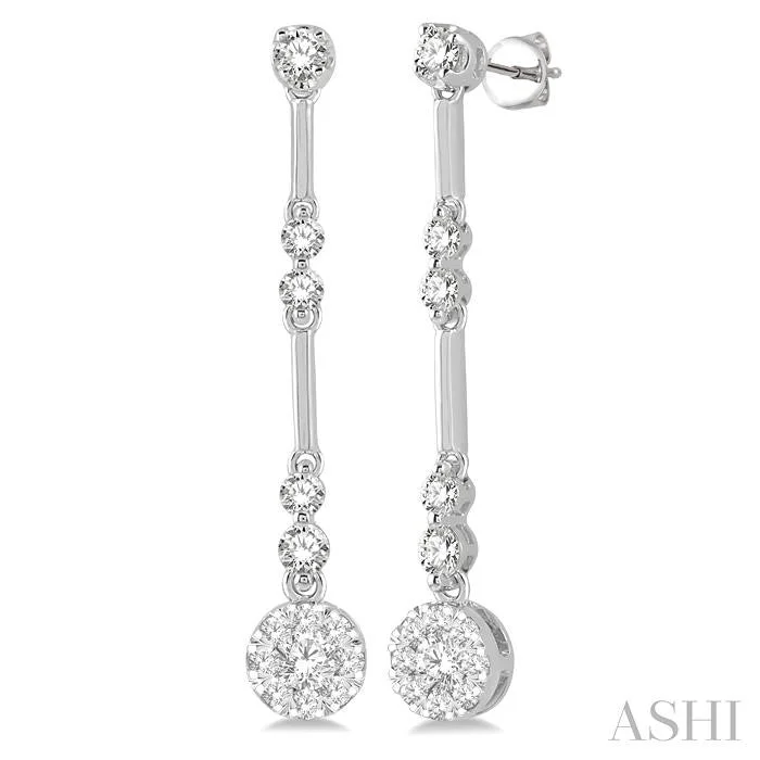 ROUND SHAPE LOVEBRIGHT DIAMOND LONG EARRINGS