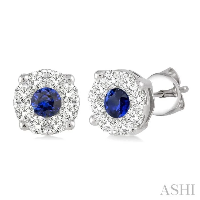 ROUND SHAPE LOVEBRIGHT GEMSTONE & DIAMOND EARRINGS