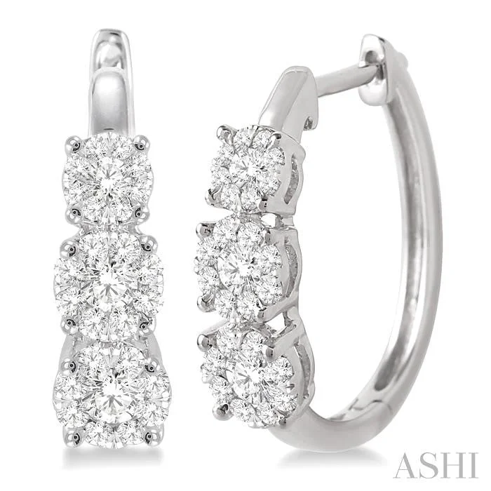 ROUND SHAPE PAST PRESENT & FUTURE LOVEBRIGHT ESSENTIAL DIAMOND HOOP EARRINGS