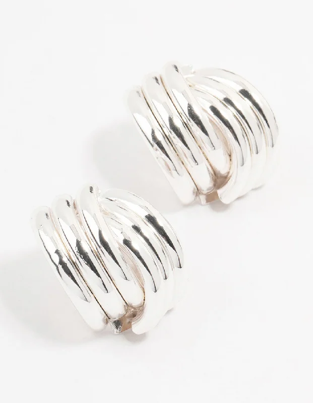 Silver Plated Knotted Stud Earrings