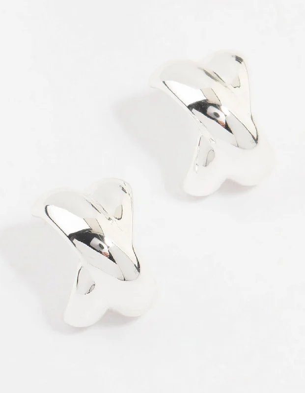 Silver Plated X Cross Stud Earrings