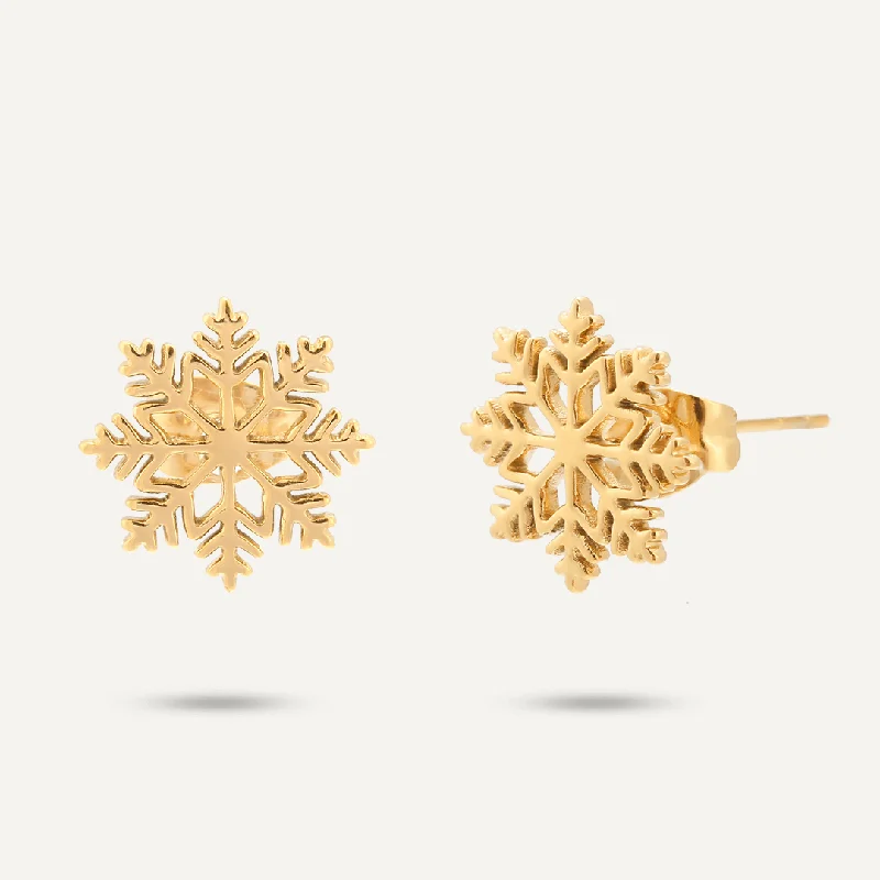 Snowflake Stud Earrings In Gold-Tone