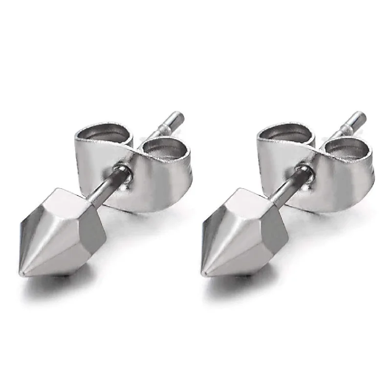 Stainless Steel Small Arrow Head Spike Stud Earrings for Men and Women, 1 Pair