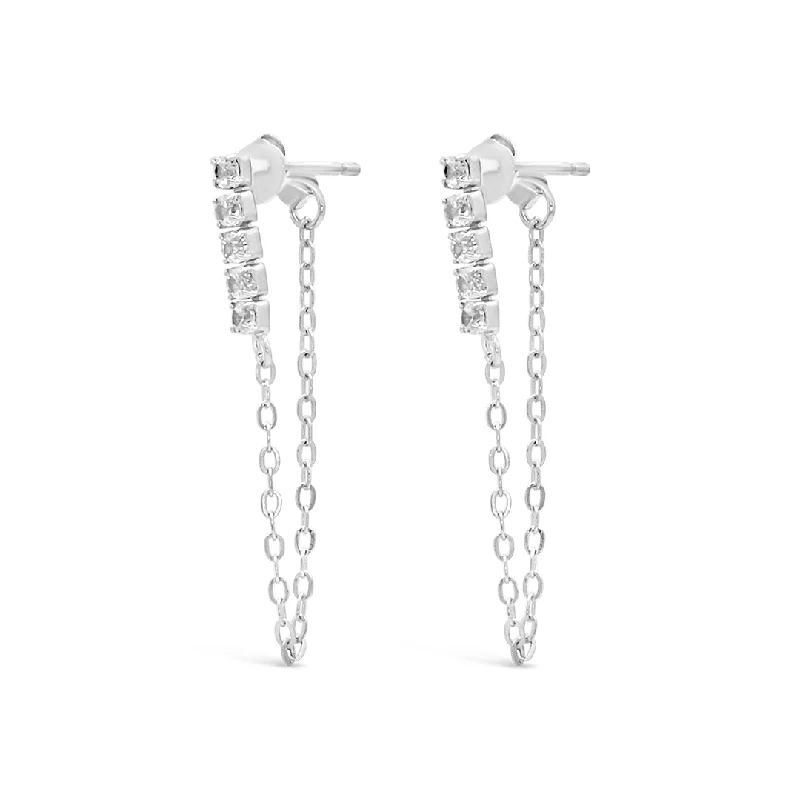 STRAIGHT DROPPING LOOP STUD SILVER EARRING