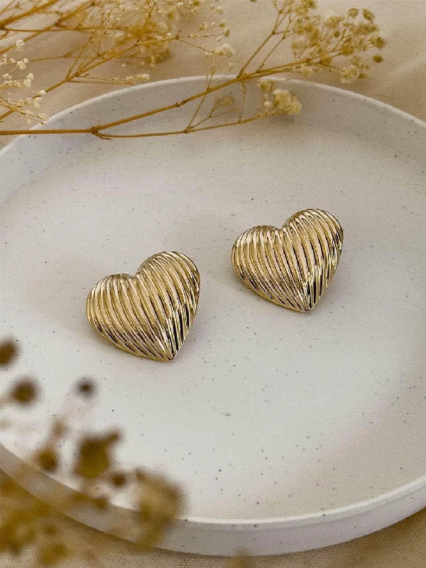 Striped Heart Shaped Stud Earrings