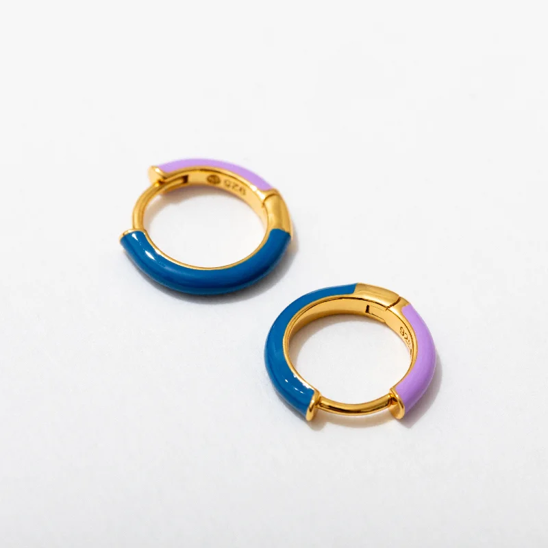 Two Tone Enamel Huggie Hoops