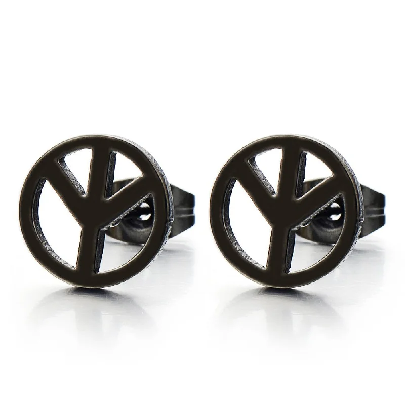 Unisex Anti-war Peace Sign Stud Earrings for Man and Women, Stainless Steel, 2pcs