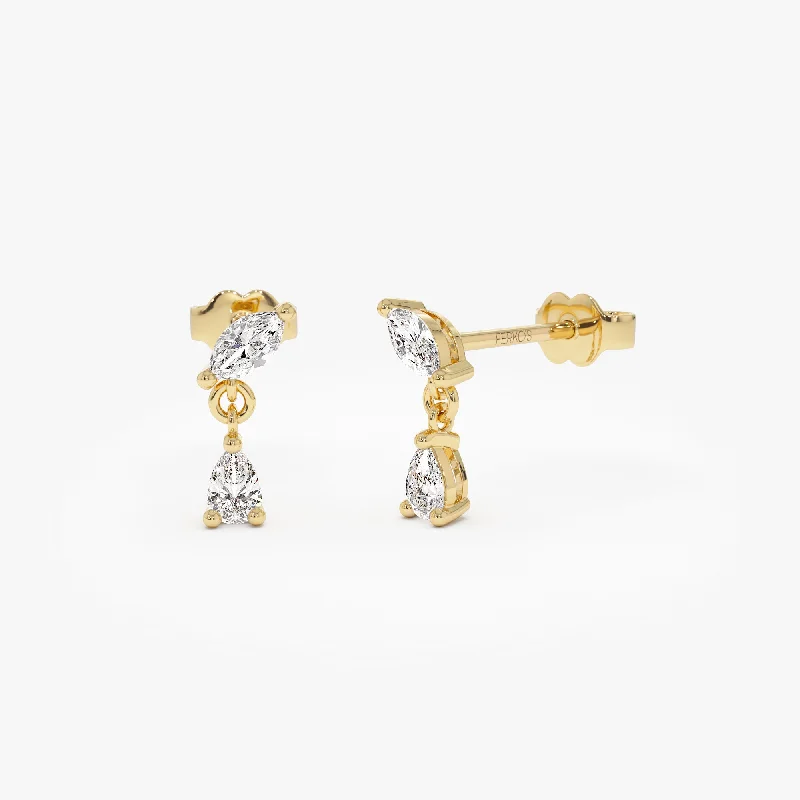 0.50 ctw 14k Mixed Match Dangling Lab Grown Diamond Studs - Kinsley