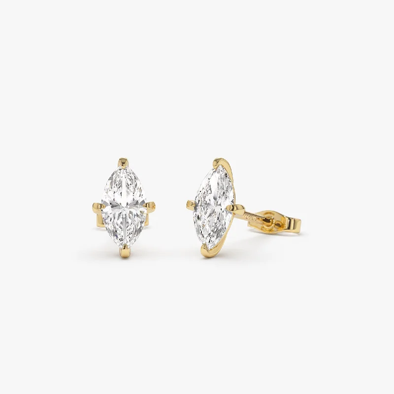 1.00 ctw 14k Classic Four Prong Marquise Shape Lab Grown Diamond Studs - Leah