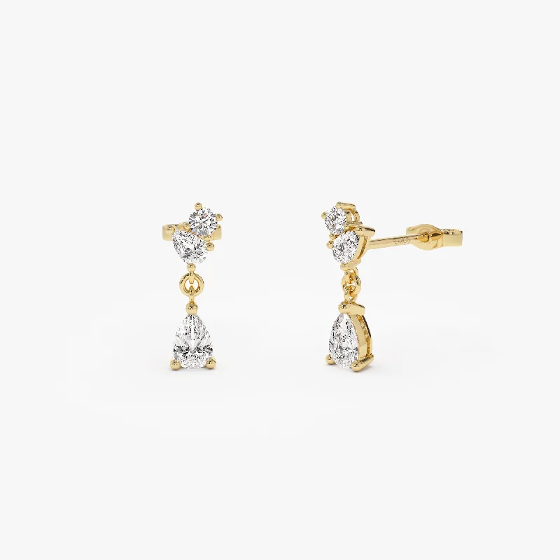 1.05 ctw 14k Petite Dangling Lab Grown Diamond Studs - Athena