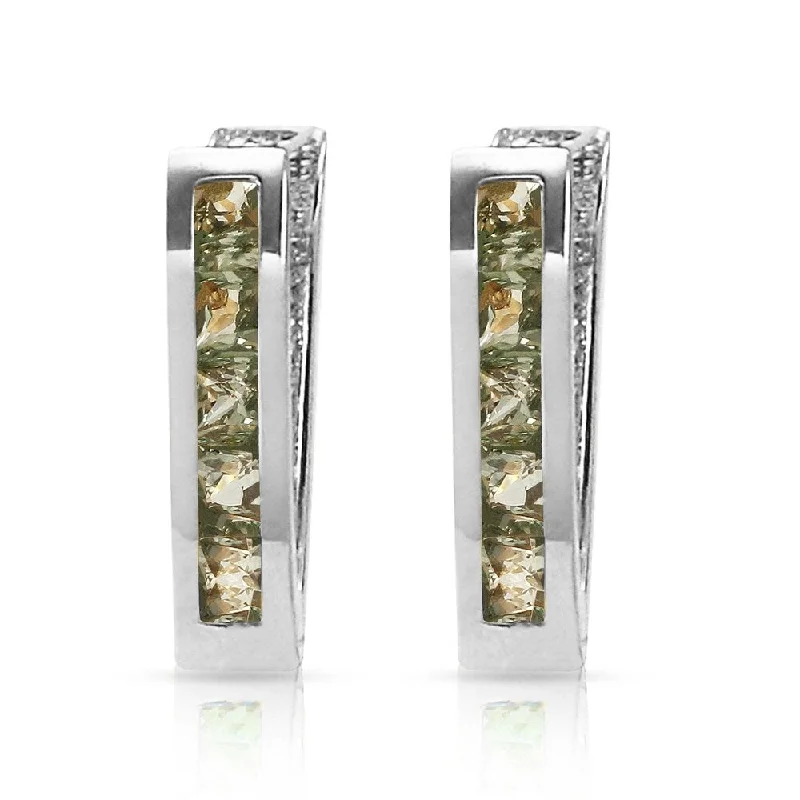 1.3 CTW 14K Solid White Gold Huggie Earrings Green Natural Sapphire