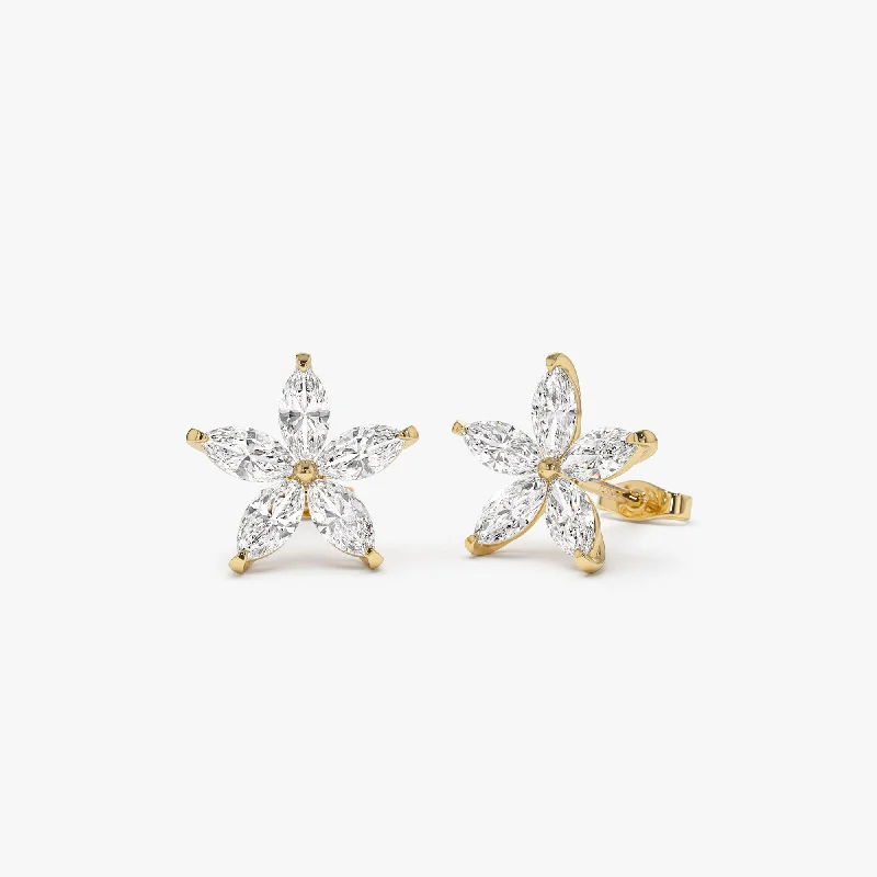 1.45 ctw 14k Marquise Shaped Lab Grown Diamond Floral Studs - Maya